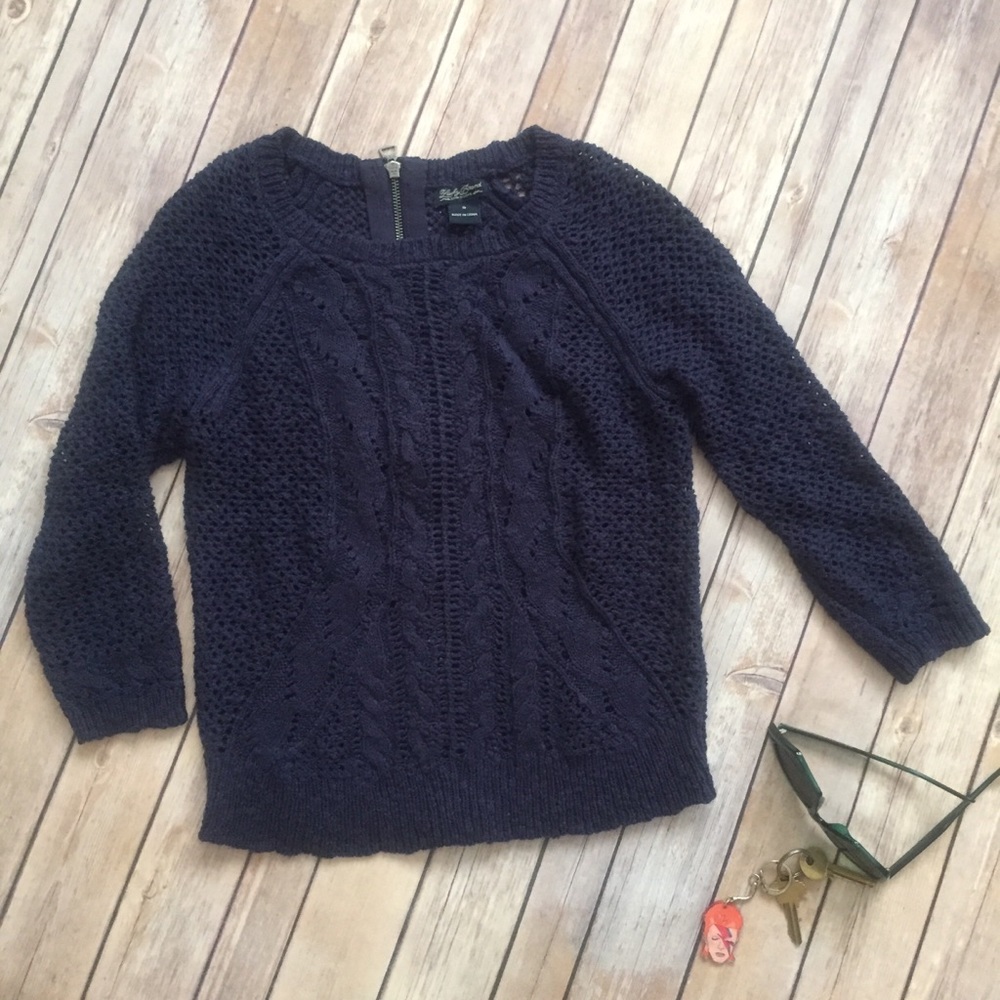 LUCKY BRAND lightweight knit zip-back sweater